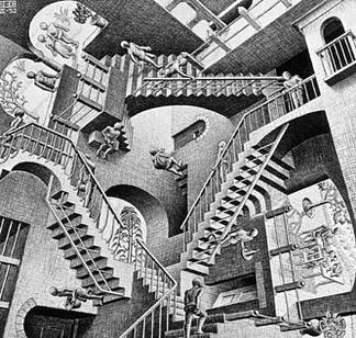 M. C. Escher, "Relativity", Lithography (1953)