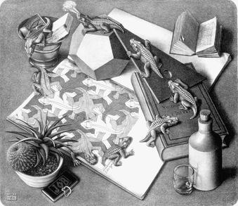 M. C. Escher, "Reptiles", Lithography (1943)