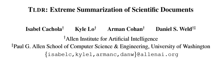 SciTLDR 논문 (2020): https://aclanthology.org/2020.findings-emnlp.428/)